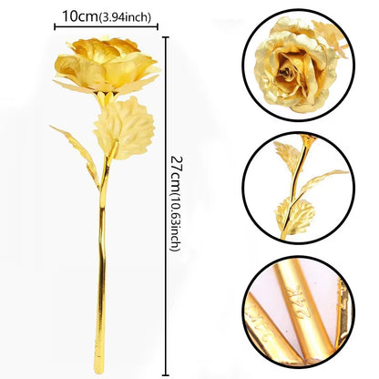 Artificial 24K Plated Rose with Love Holder Box Gift for Mothers Day Valentines Day Birthday Anniversary Thanksgiving Present