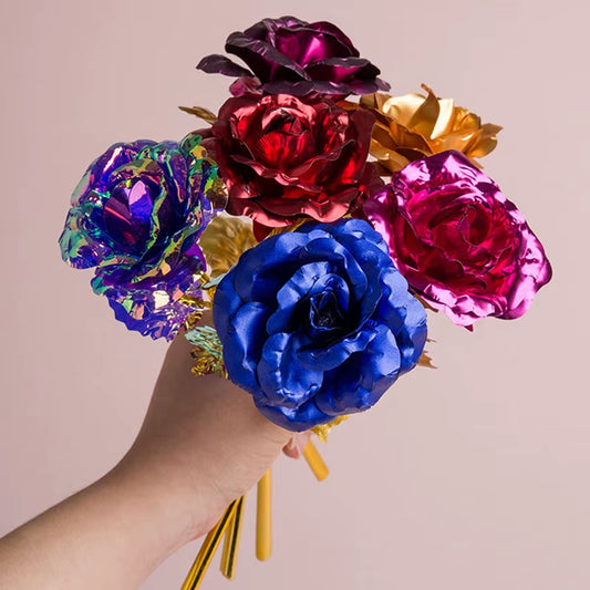 Artificial 24K Plated Rose with Love Holder Box Gift for Mothers Day Valentines Day Birthday Anniversary Thanksgiving Present